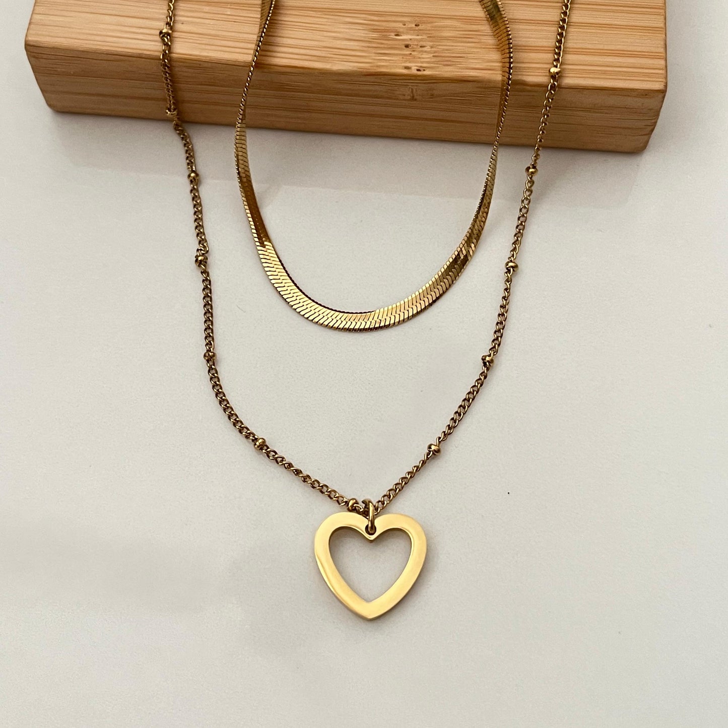amora duo – layered heart necklace
