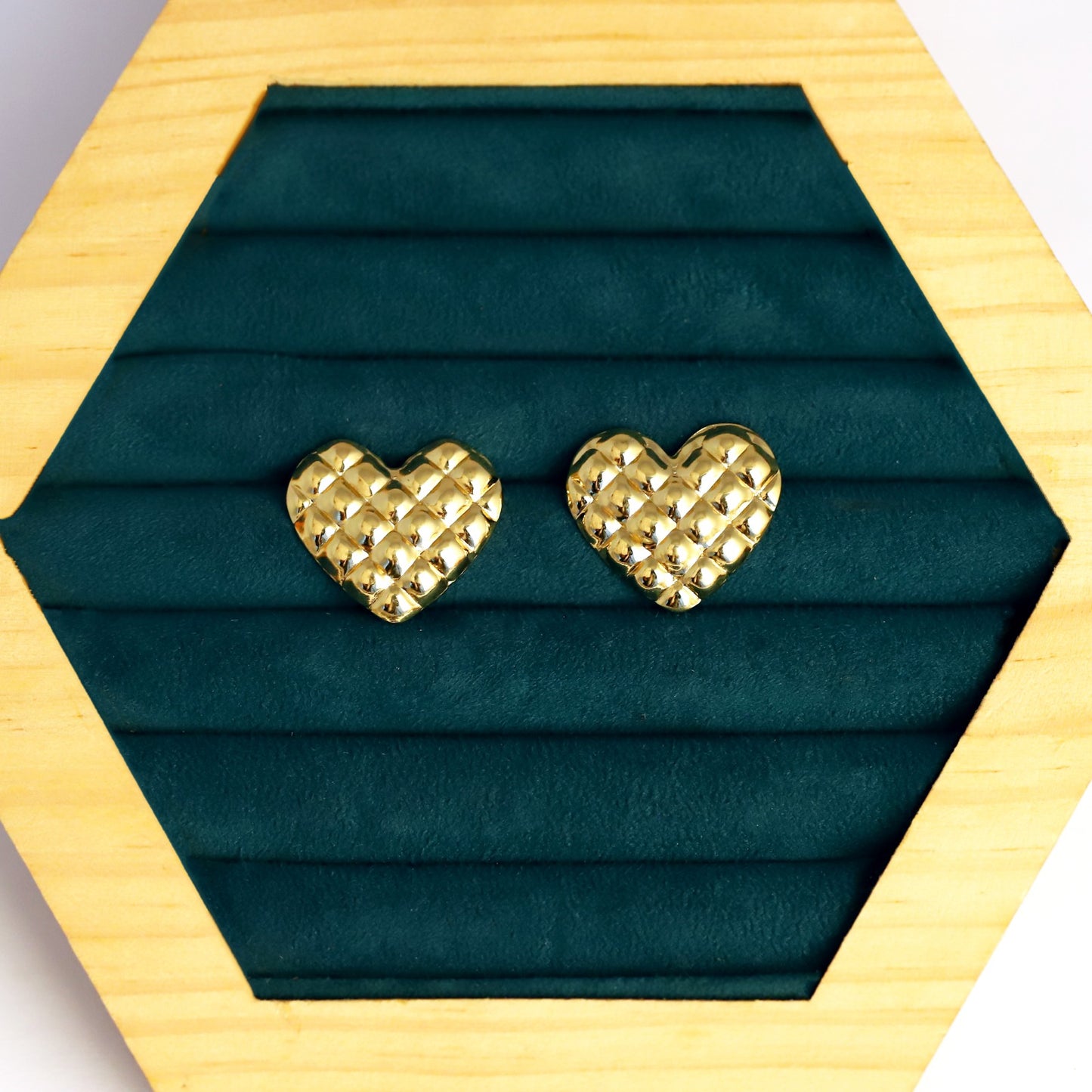 Golden Embrace Waterproof Heart Studs