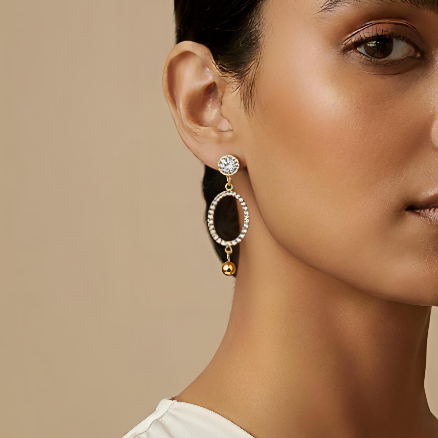 elara halo drop earrings – waterproof gold & crystal earrings