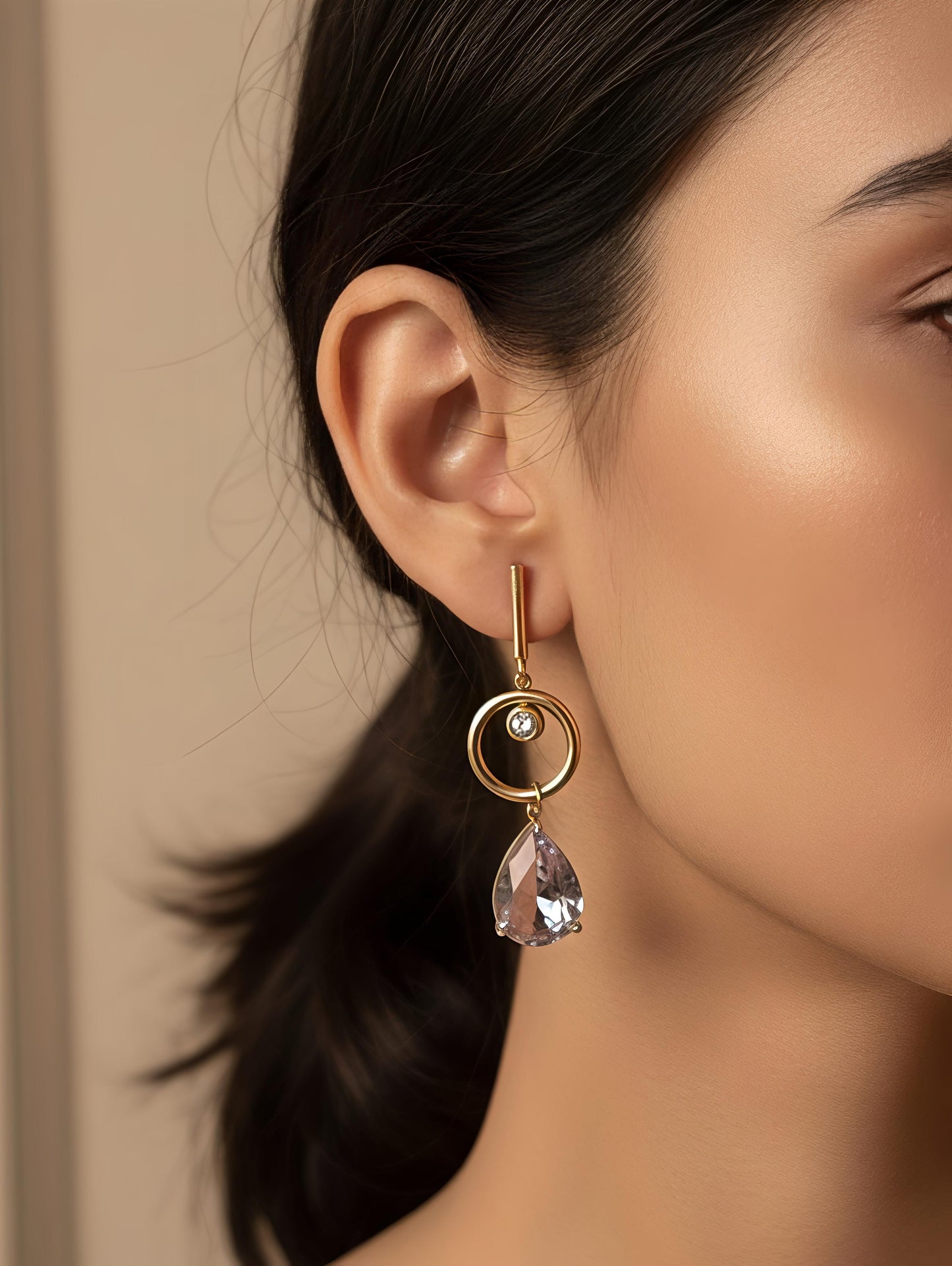 Aurelia Crystal Drop Earrings – Waterproof Gold Dangles
