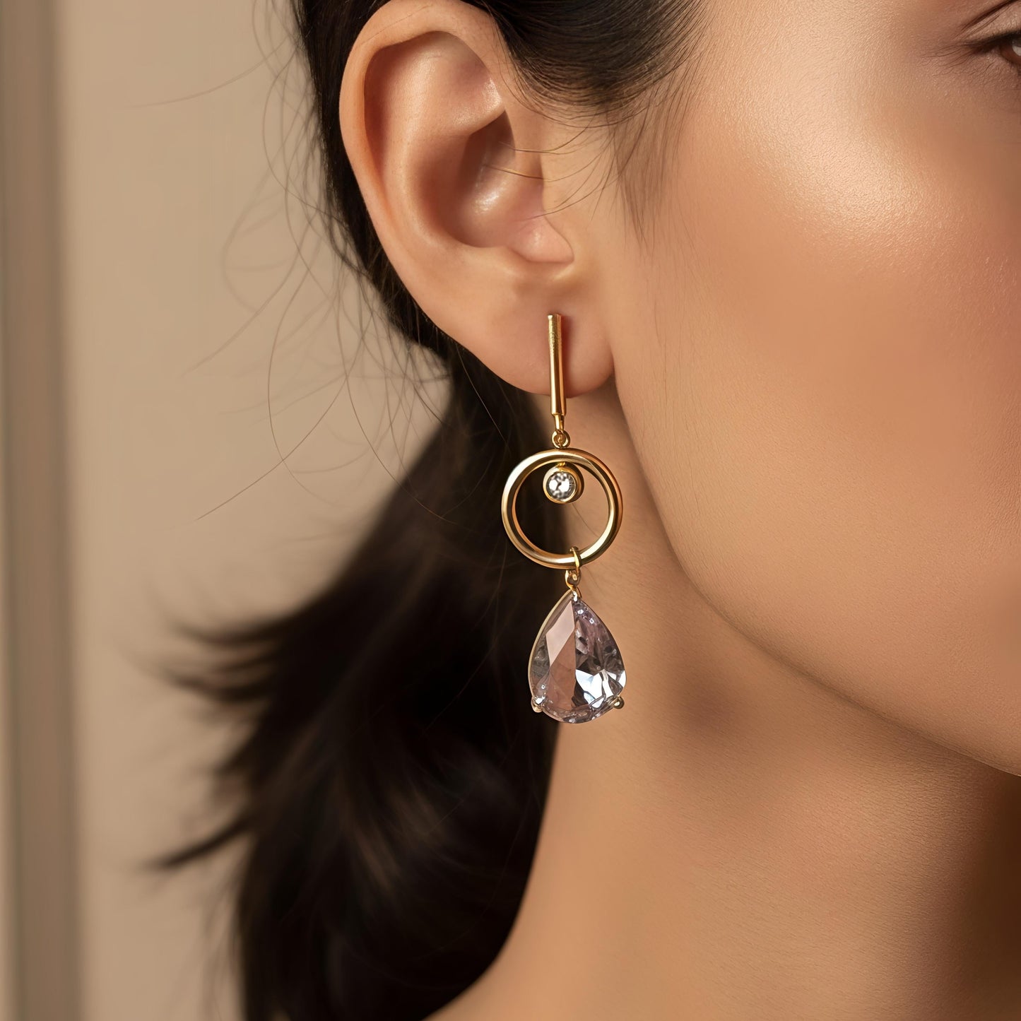 aurelia crystal drop earrings – waterproof gold dangles
