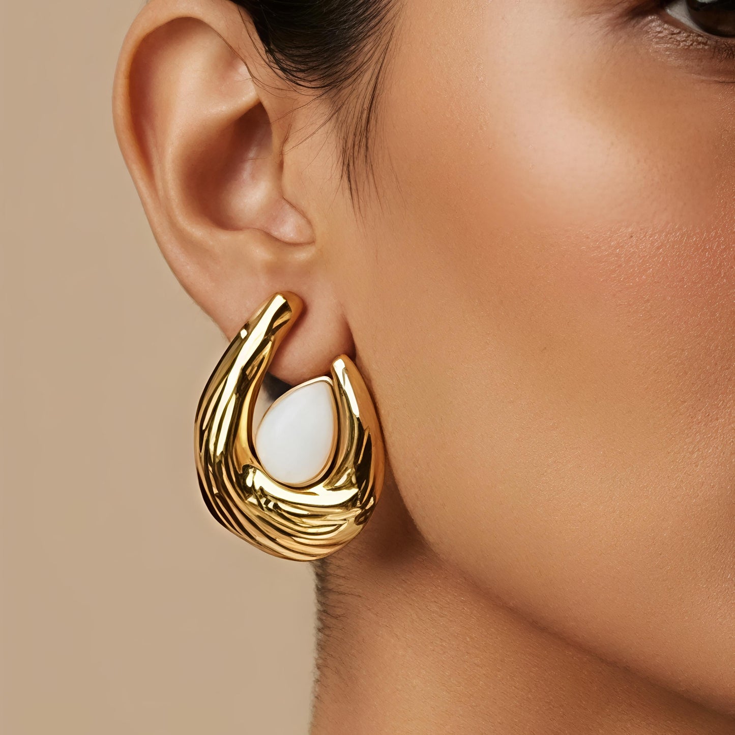 aurea sculpt hoop earrings – waterproof gold statement studs