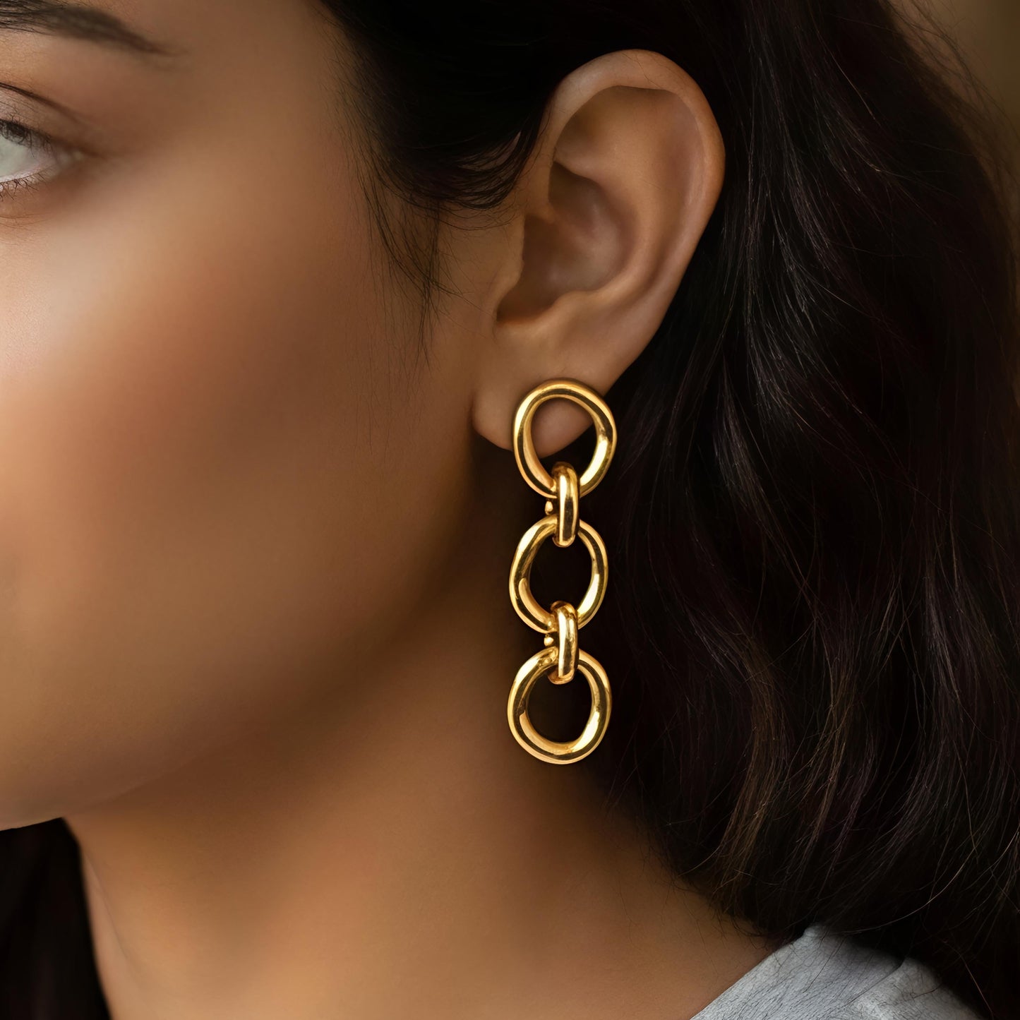 aurelia link drop earrings – waterproof gold chain earrings
