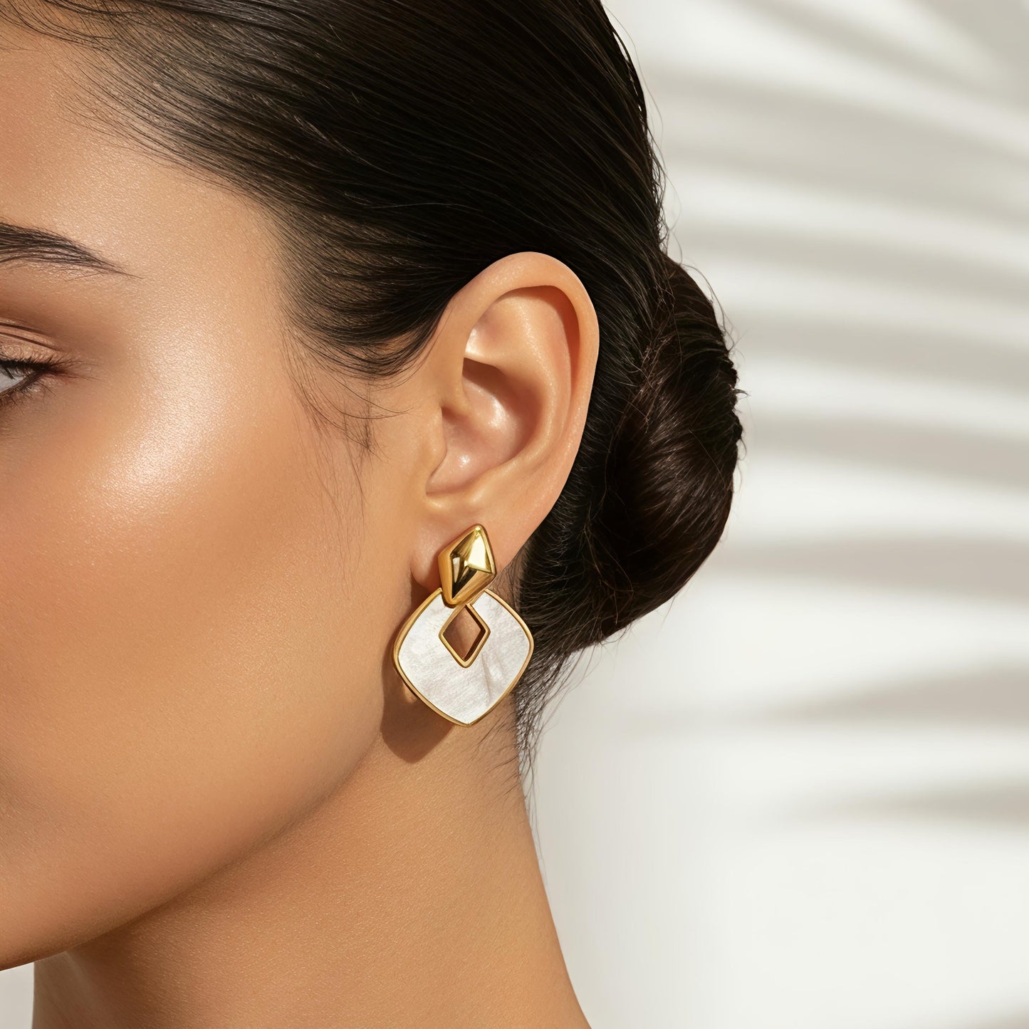 ivory aura geo drops – waterproof statement earrings