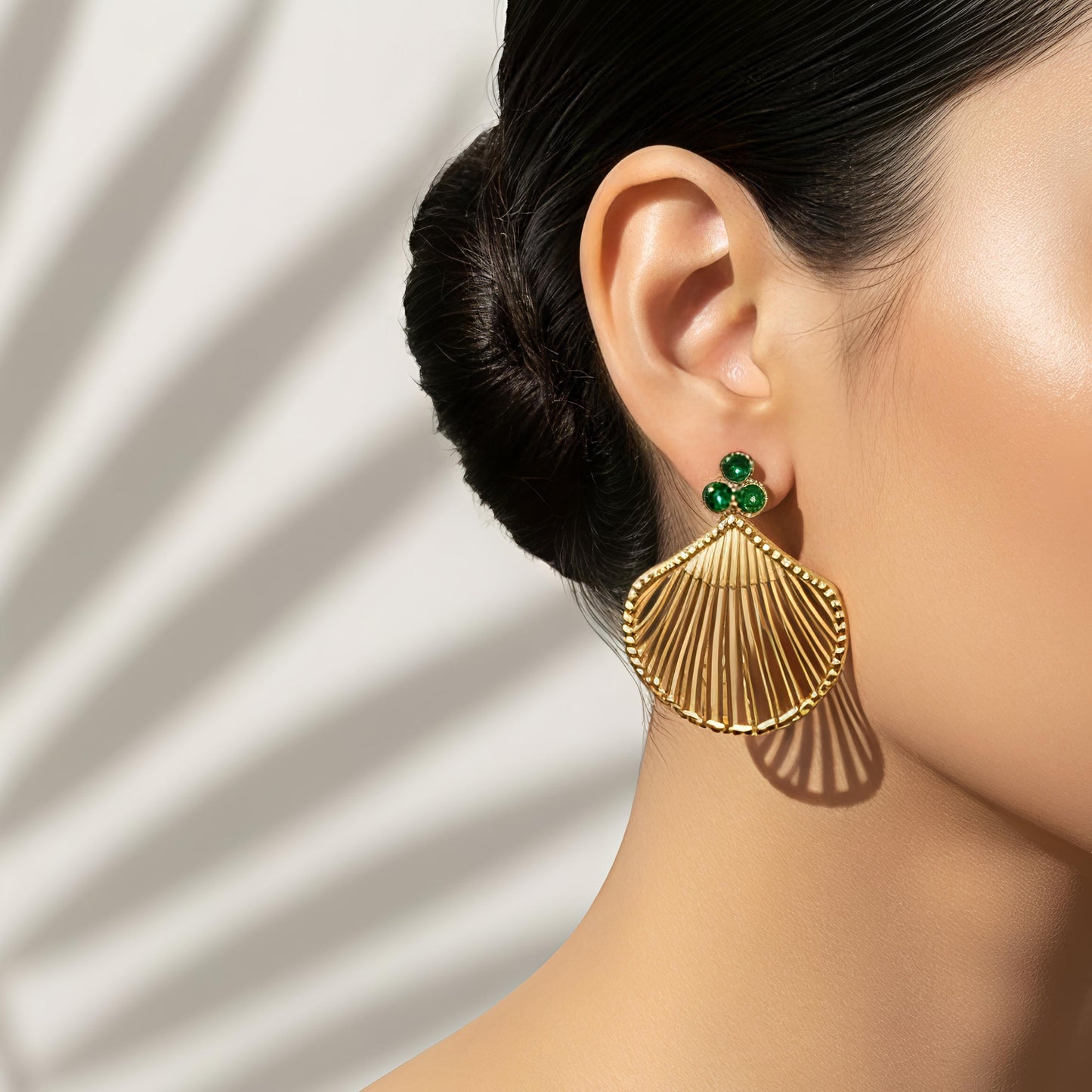 emerald soleil fan drops – waterproof statement earrings