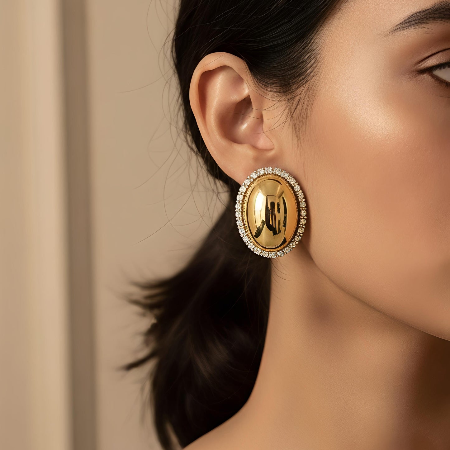 aurora oval halo studs – waterproof luxe earrings