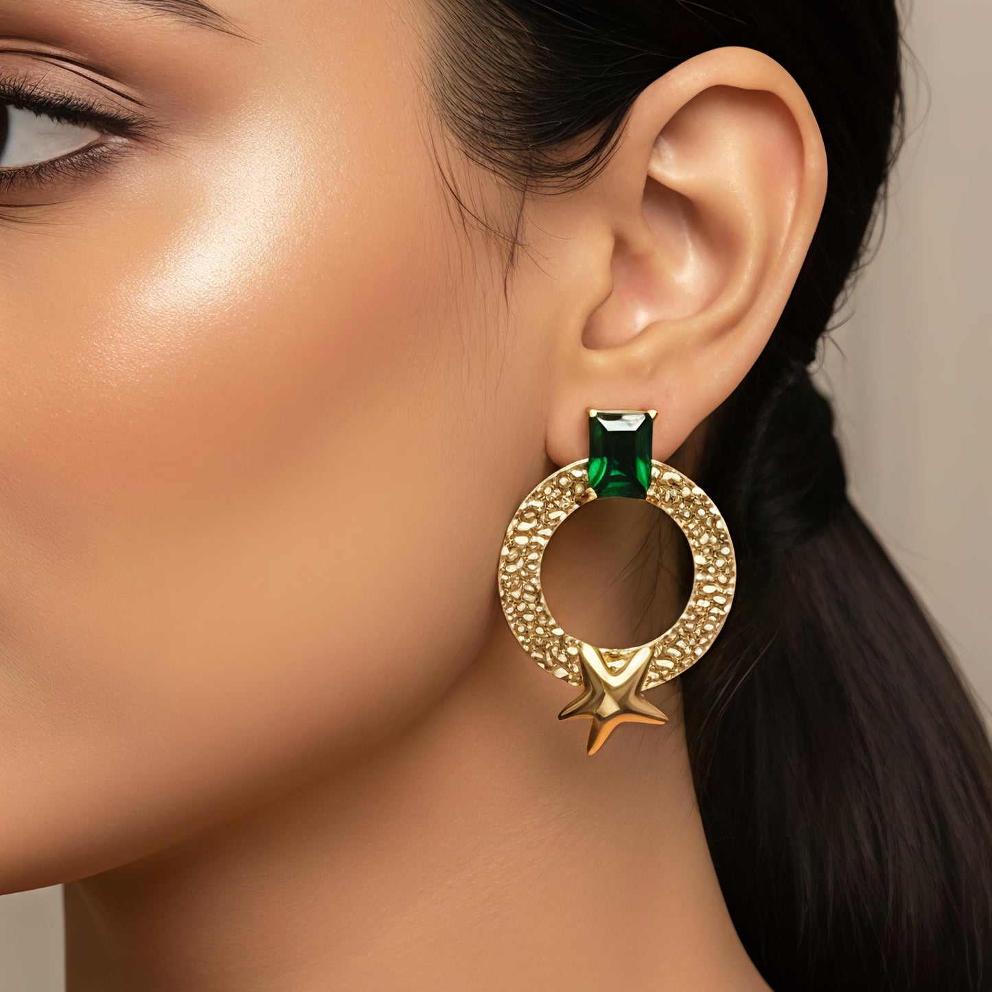 celestial verde – waterproof statement earrings