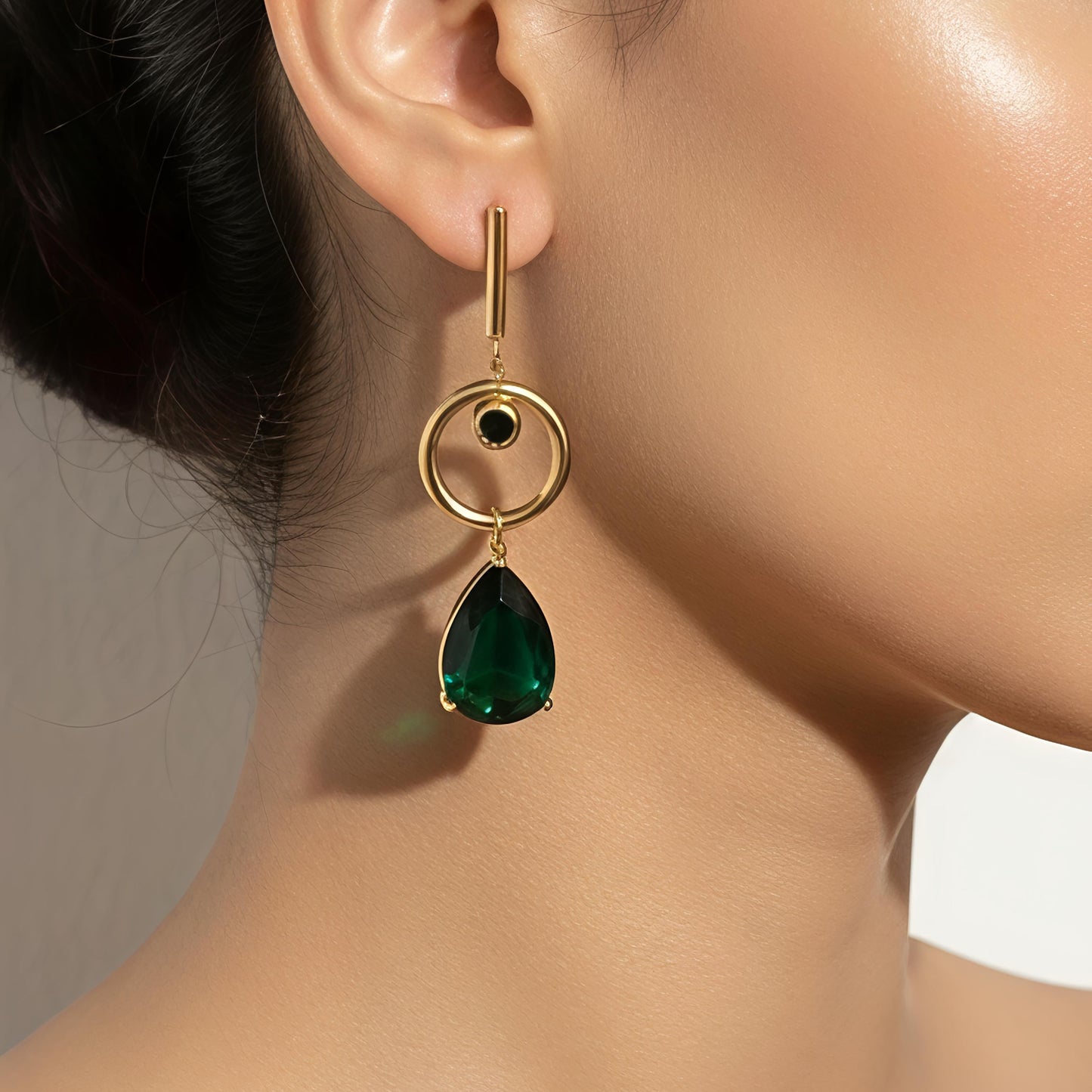 emerald orbit – waterproof drop earrings