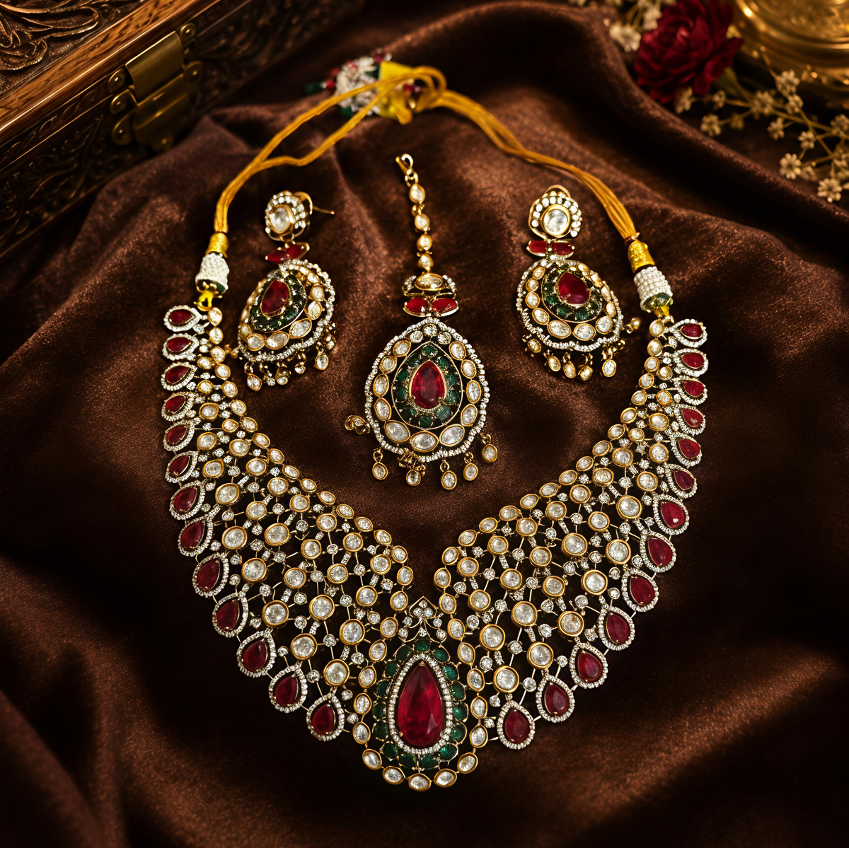 maharani polki statement necklace set