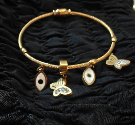 Gold Plated Evil Eye Charm Bracelet