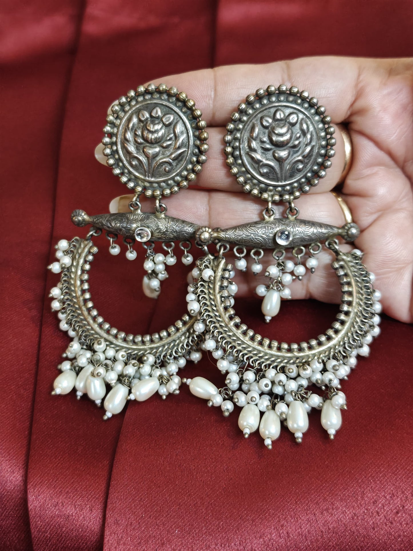 chandrika pearl hoop earrings