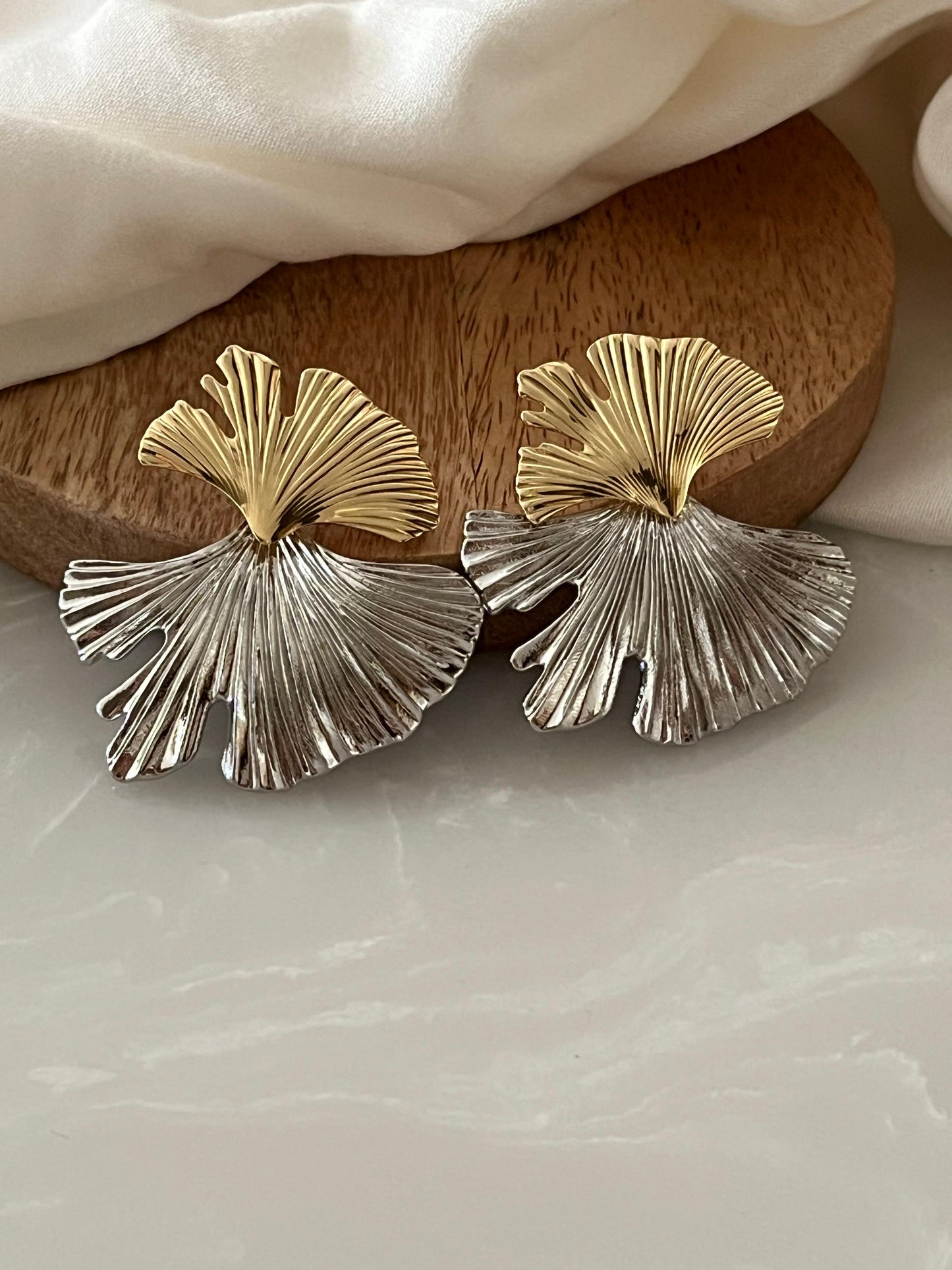 Dual Tone Statement Earrings