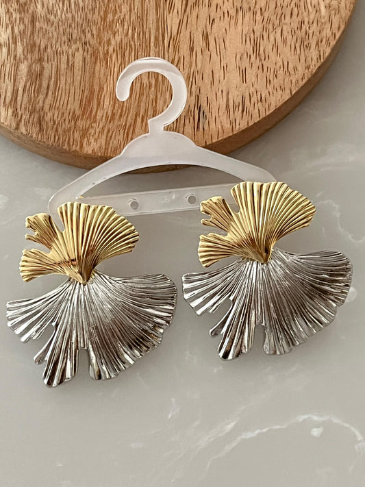 Dual Tone Statement Earrings