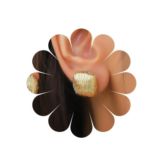Elegant Textured Gold Stud Earrings