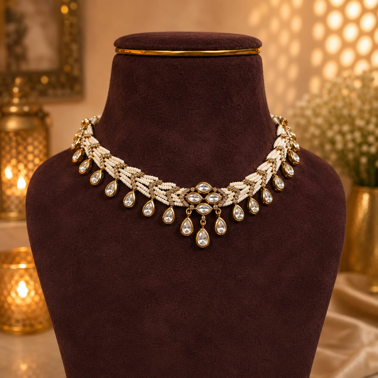 aarohi pearl kundan set
