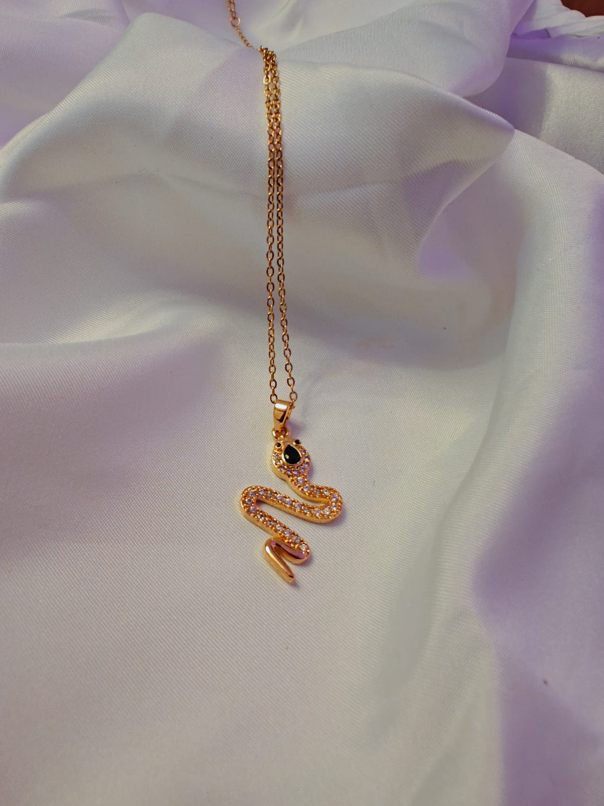 Anti Tarnish chain and Green Serpenti Pendant