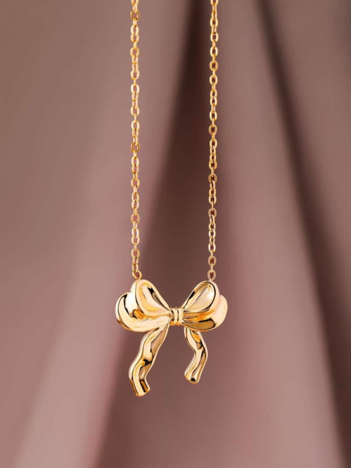 Gold Plated Bow Necklace (SSN51)