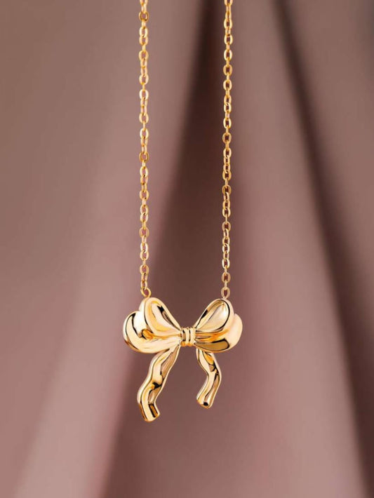 Gold Plated Bow Necklace (SSN51)