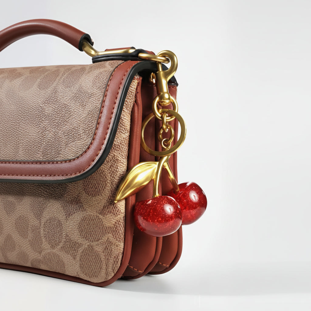 red cherry bag charm