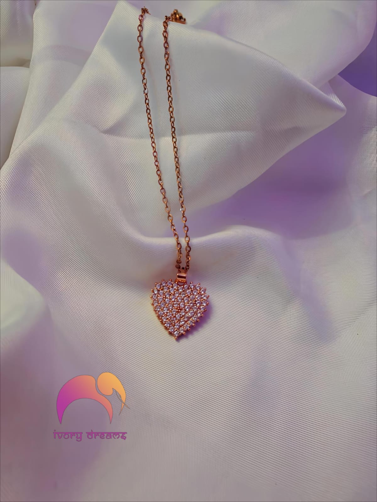 Studded Heart Shaped Pendant Necklace