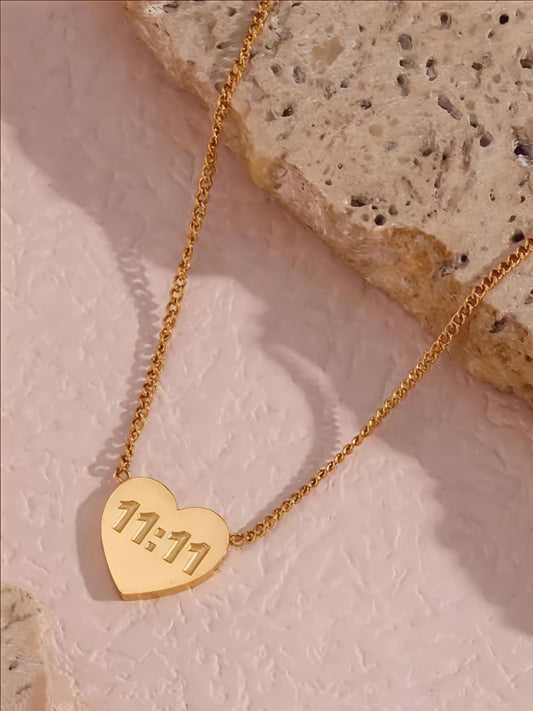 Gold Plated Heart Shaped 1111 Pendant