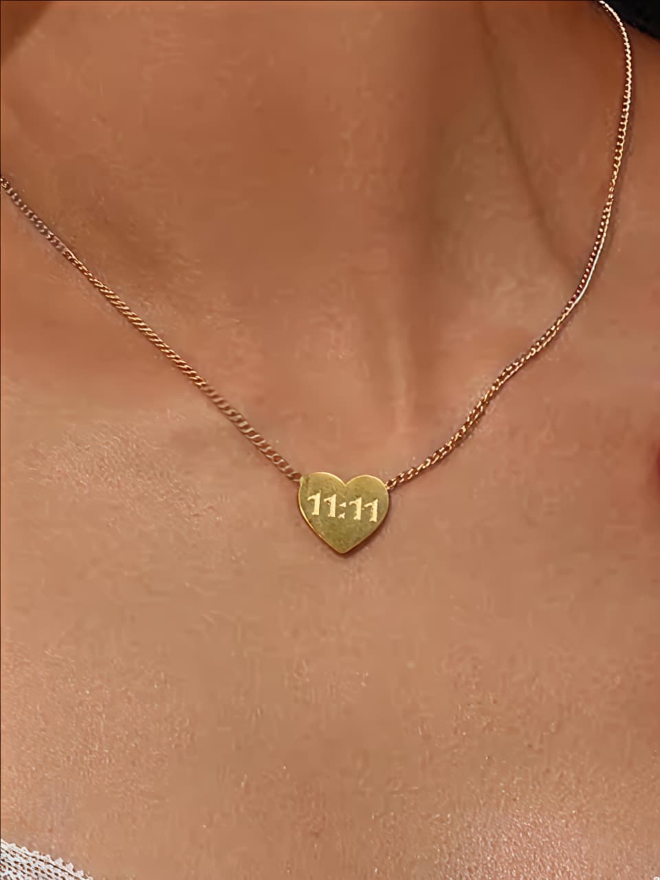 Gold Plated Heart Shaped 1111 Pendant