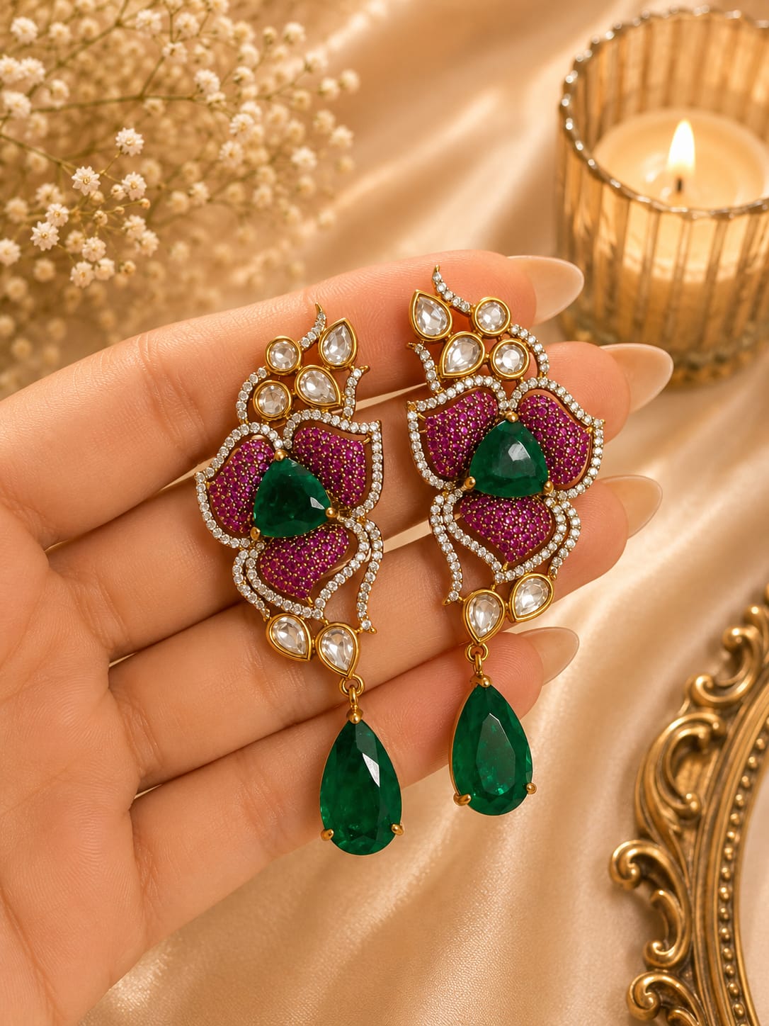 meher floral statement earrings