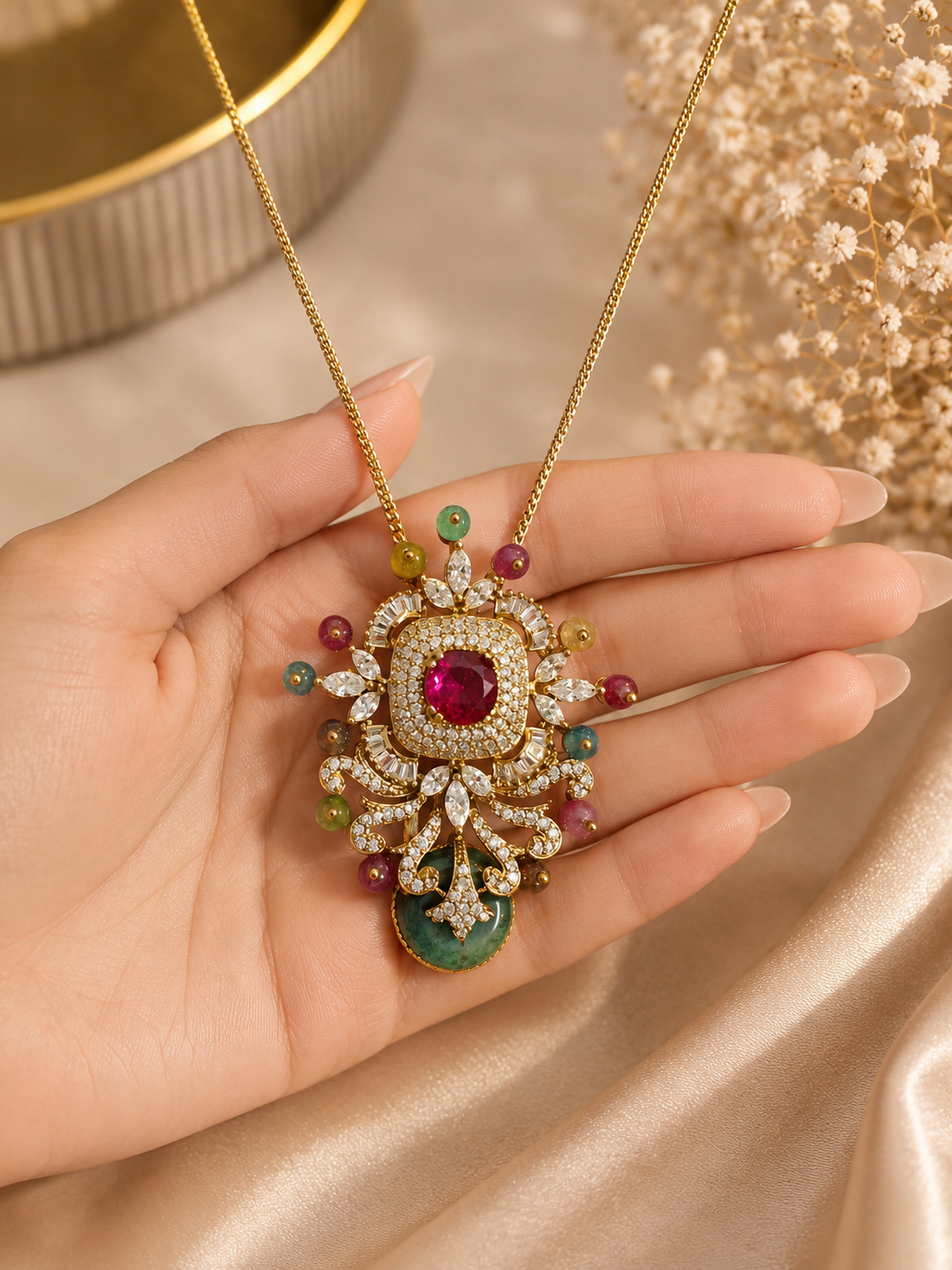 ruby radiance necklace & earrings set