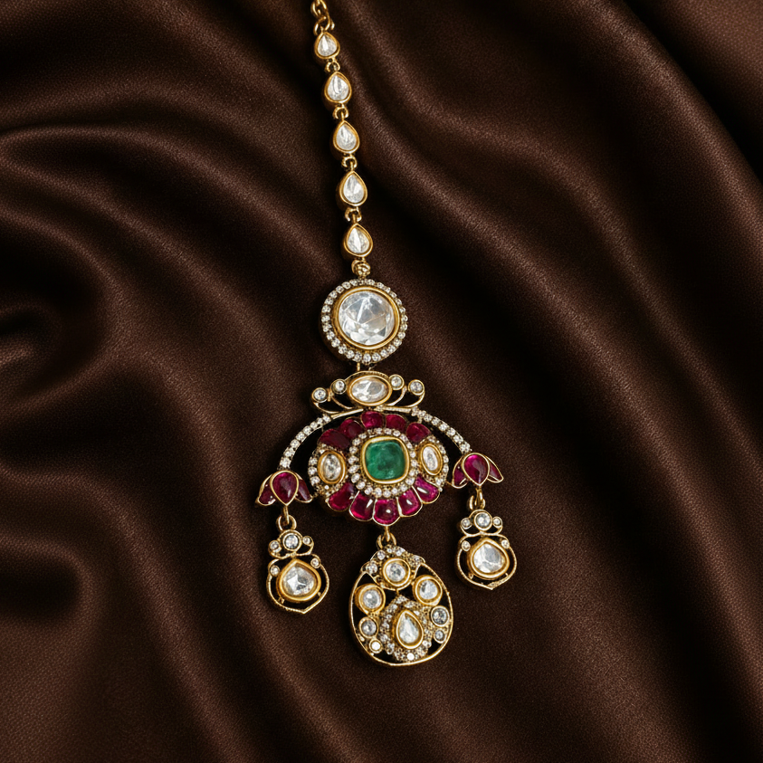 royal polki emerald choker set