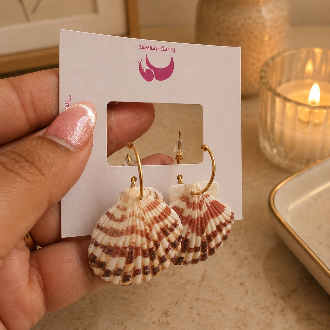 pearl tide shell drop earrings – waterproof & hypoallergenic