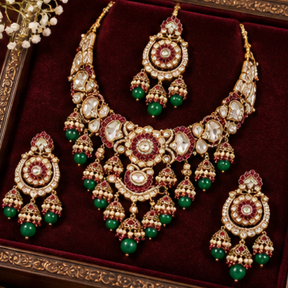 maharani ruby & emerald kundan bridal set