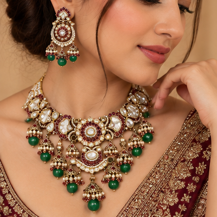 Maharani Ruby & Emerald Kundan Bridal Set