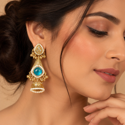 Amber Bloom Ethnic Jhumkas