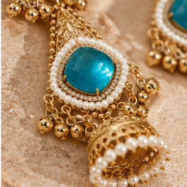 Amber Bloom Ethnic Jhumkas