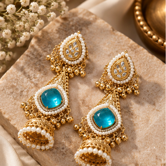 Amber Bloom Ethnic Jhumkas