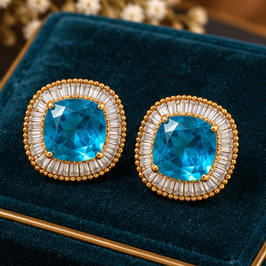 aura crystal halo statement studs