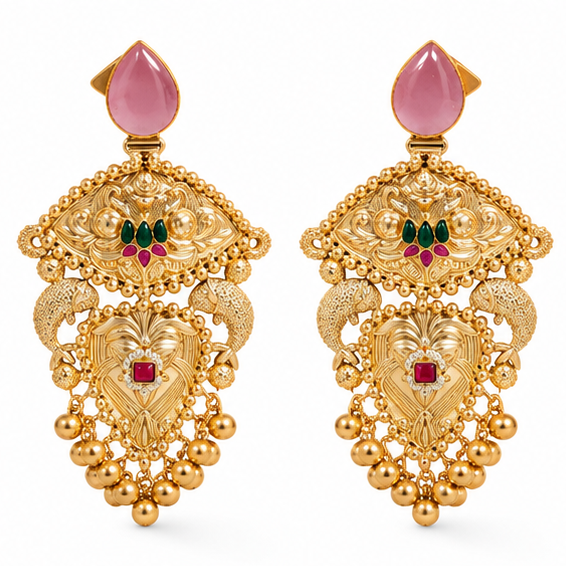mughal bloom gold-plated dangler earrings