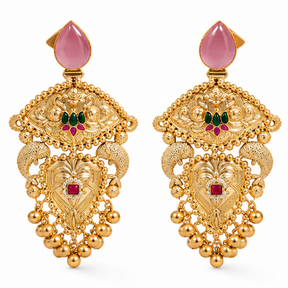 Mughal Bloom Gold-Plated Dangler Earrings
