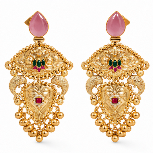 Mughal Bloom Gold-Plated Dangler Earrings