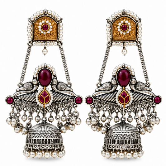 Dual-Tone Peacock Jhumka