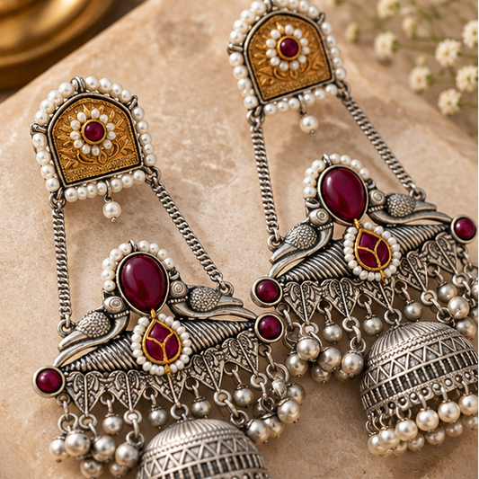 Dual-Tone Peacock Jhumka