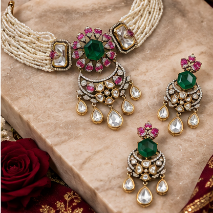 Noor Polki  Choker Necklace Set