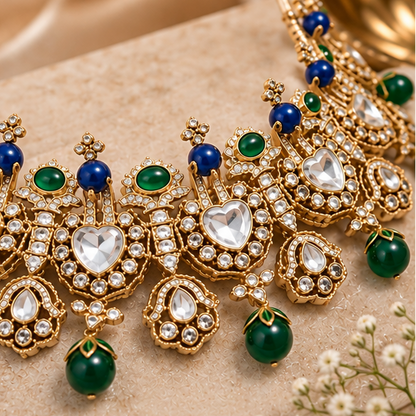 Maharani Peacock Bridal Kundan Necklace Set