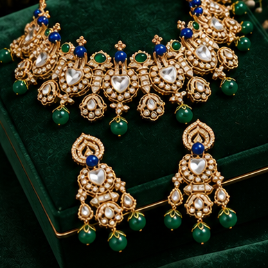 Maharani Peacock Bridal Kundan Necklace Set