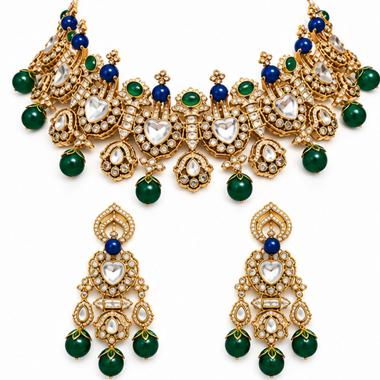 Maharani Peacock Bridal Kundan Necklace Set
