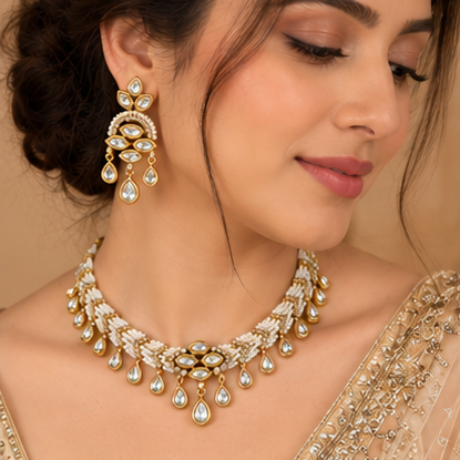 Aarohi Pearl Kundan Set