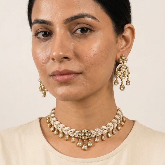 Aarohi Pearl Kundan Set