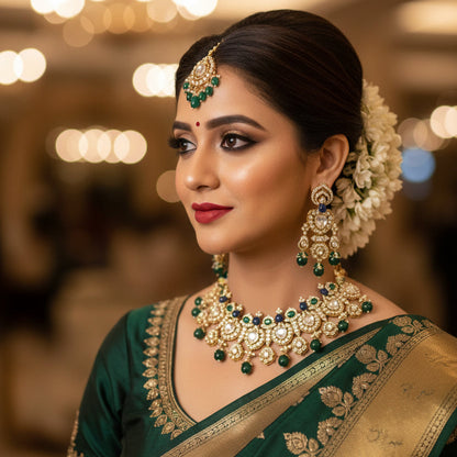 Maharani Peacock Bridal Kundan Necklace Set