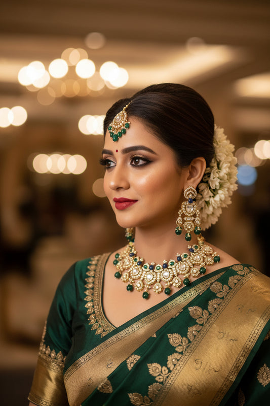 Maharani Peacock Bridal Kundan Necklace Set