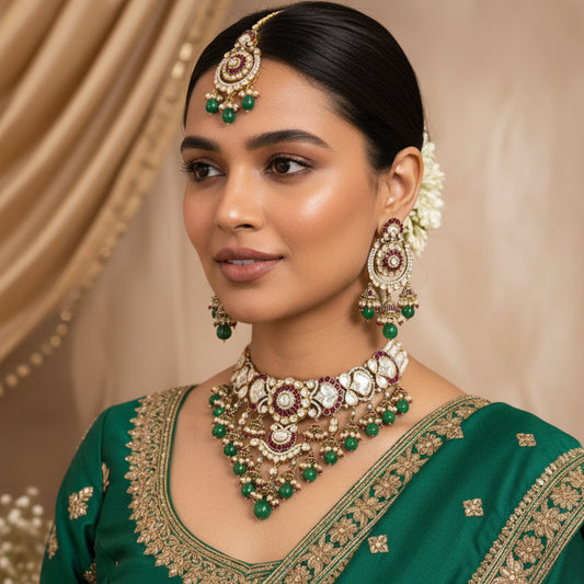 Maharani Ruby & Emerald Kundan Bridal Set